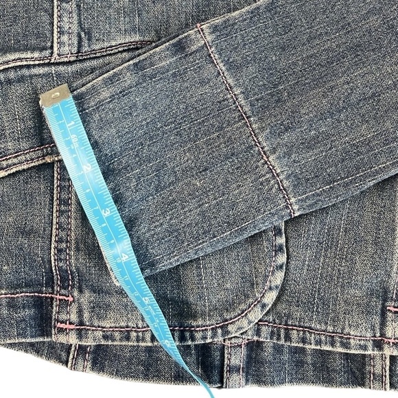 Hot Kiss Women's Collar Navy and Pink Denim Jean Button Jacket Size Large - Picture 11 of 15